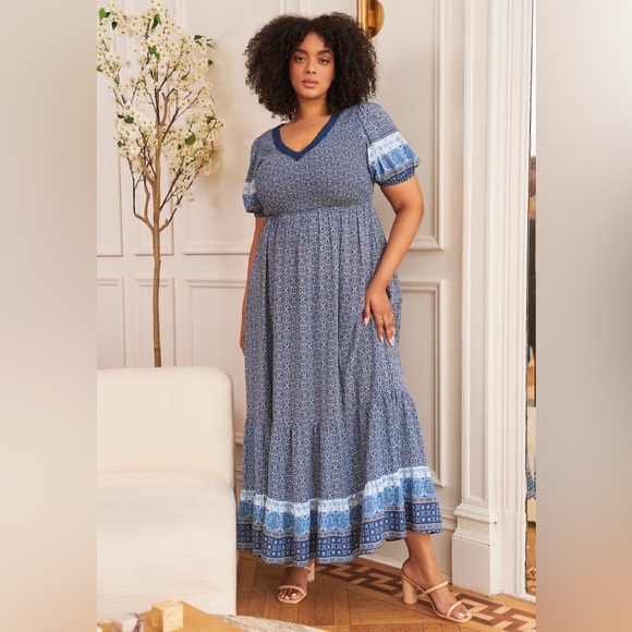 Avenue Dresses & Skirts - Avenue Blue and White Maxi Dress